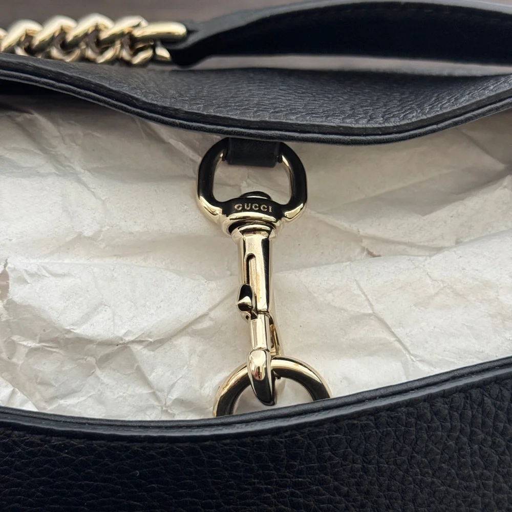 GUCCI Black Leather Soho Chain Tote - Picture 9 of 13